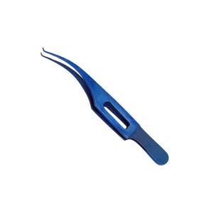 Professionelle Wimpernverlängerungspinzette | Gebogenes Lash Applikator Werkzeug |  0,12 mm Hauchzart, 1x2 Zähnchen, 0,12 mm | Präzisions-Beauty-Tool