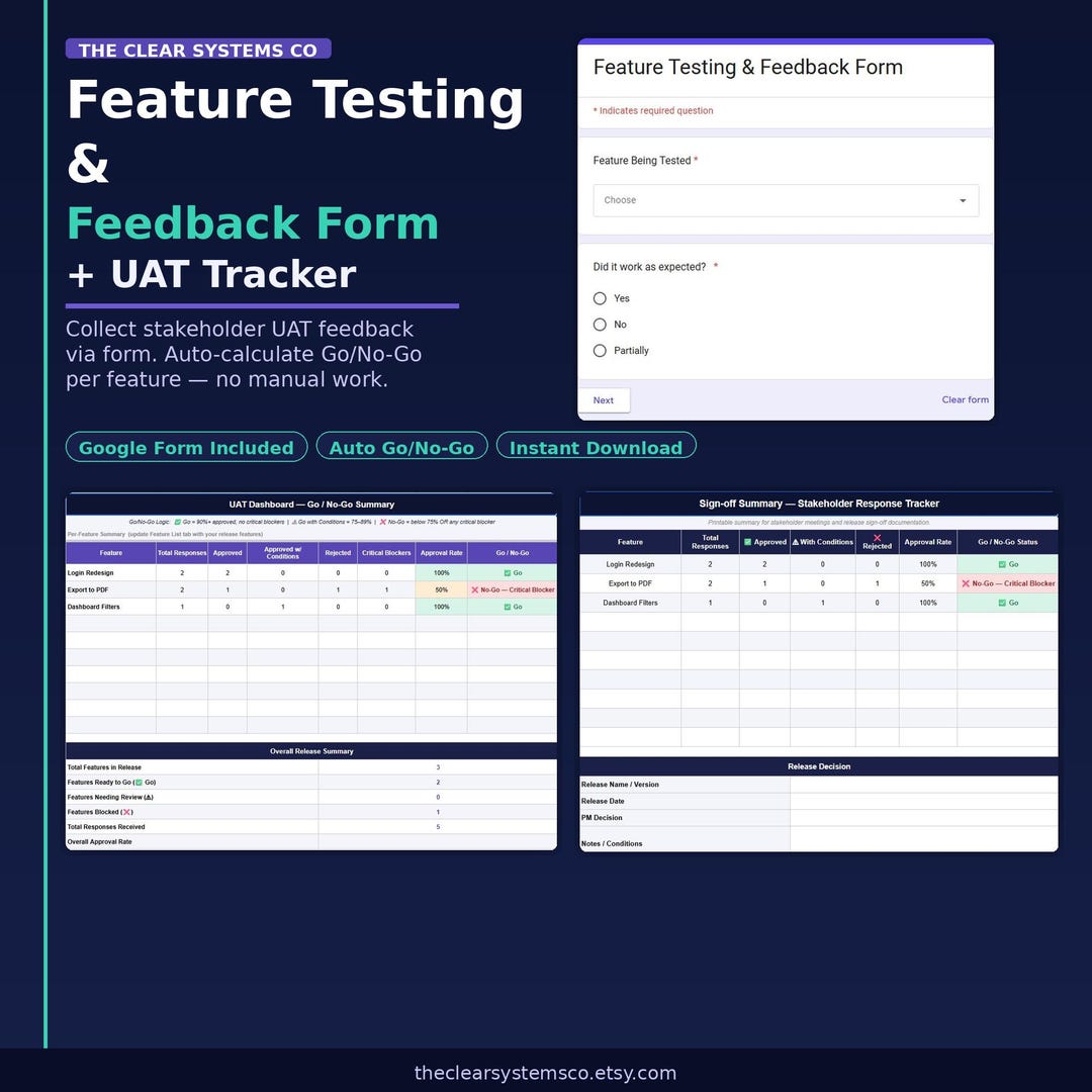 UAT Feedback Form + Tracker | User Acceptance Testing Template ...