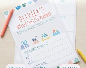 Kids Weekly Success Planner | Editable Canva Template, Habit Tracker (Digital Download)
