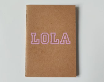 Custom Personalised 90 x 130mm Mini Notebook - Name - Pink - Lilac - Aqua