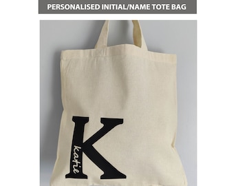 Custom Personalised Initial & Name Tote Bag - Gift - Printed Tote - Custom Made