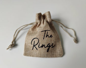 Jute Wedding Ring Drawstring Pouch - Ring Bearer - The Rings - Wedding Ring Holder - Wedding Ring Bag