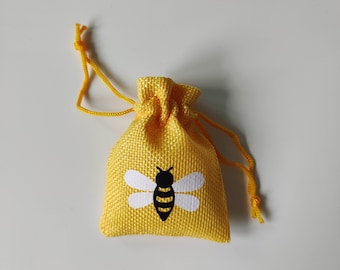 Cute Yellow Bee Drawstring Gift Pouch - Bee Motif - Yellow - Spring - Gift Bag - Bug - Bumblebee