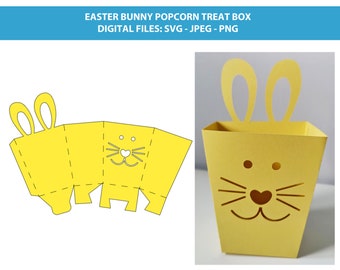 Easter Bunny Popcorn Treat Box Digital Cut Cricut File - PNG - JPG - SVG - Party - Decorations - Chocolates - Sweets