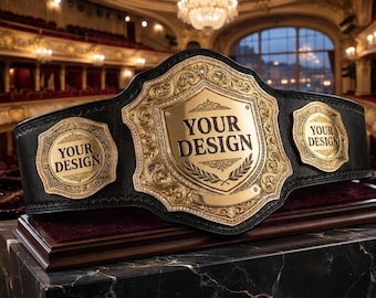 Custom Championship Belt, Personalized Heavyweight Leather Title Belt, Adult Wrestling Boxing MMA Belt with Engraved Gold Plates