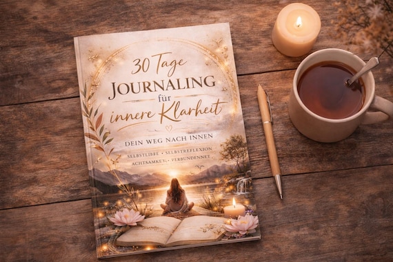 Journaling PDF Deutsch – 30 Tage Selbstliebe & Achtsamkeit – Geführtes Tagebuch zur Selbstreflexion – Digitaler Download A4