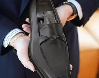 Men's Handmade Genuine Leather Slip On Oxford Formal Dress Shoes ,Casual Loafers