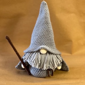 Gandalf Inspired Wizard Gnome with Staff, New, Handmade to Order, About 11 inches tall