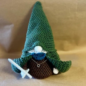 Frodo Inspired Gnome with Ring and Sword, New, Handmade to Order, About 11 inches tall