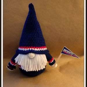 New England Patriots Inspired Gnome, Football Gnome, New, Handmade to Order, About 11 inches tall