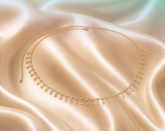 Catena per la pancia con strass per donna, accessorio per outfit da festival, gioiello da spiaggia, regalo per lei