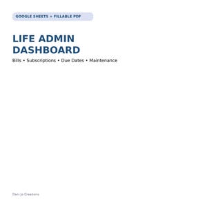 Life-beheerdersdashboard | Bill Tracker-spreadsheet | Abonnementstracker | Preventie van late vergoedingen | Google Spreadsheets + invulbare pdf
