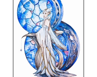 Moon fairy manga fantasy art limited edition print