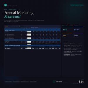 Annual Marketing Scorecard, Excel | Funnel Metrics Tracker | MQL SQL Pipeline KPIs | Conversion Rates | Google Sheets | Instant Download