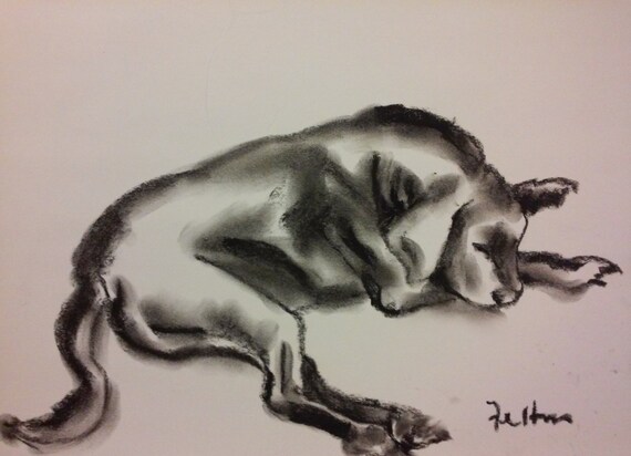 Dessin Au Fusain De Mon Chien Toby 27 Contour Aveugle Et Dessin De La Vie