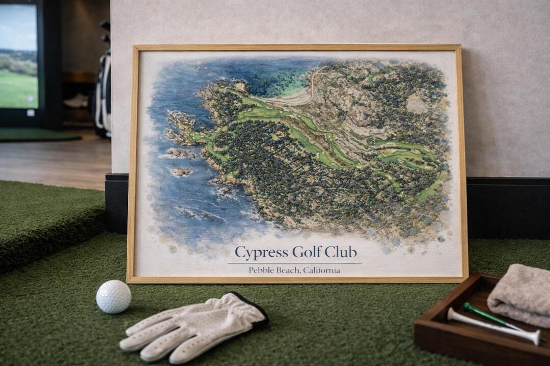 Cypress Point Club Print | Watercolor Golf Course Map | Golf Gift for ...