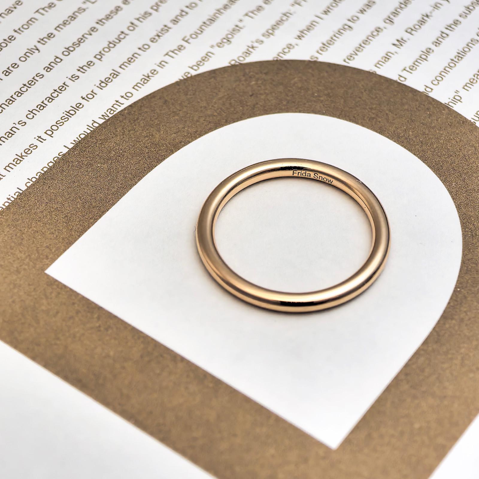 18K Solid Gold 2MM Classic Plain Band Ring, Dainty Minimalist Solid Stacking Ring, Custom Engravable Couple Wedding Ring