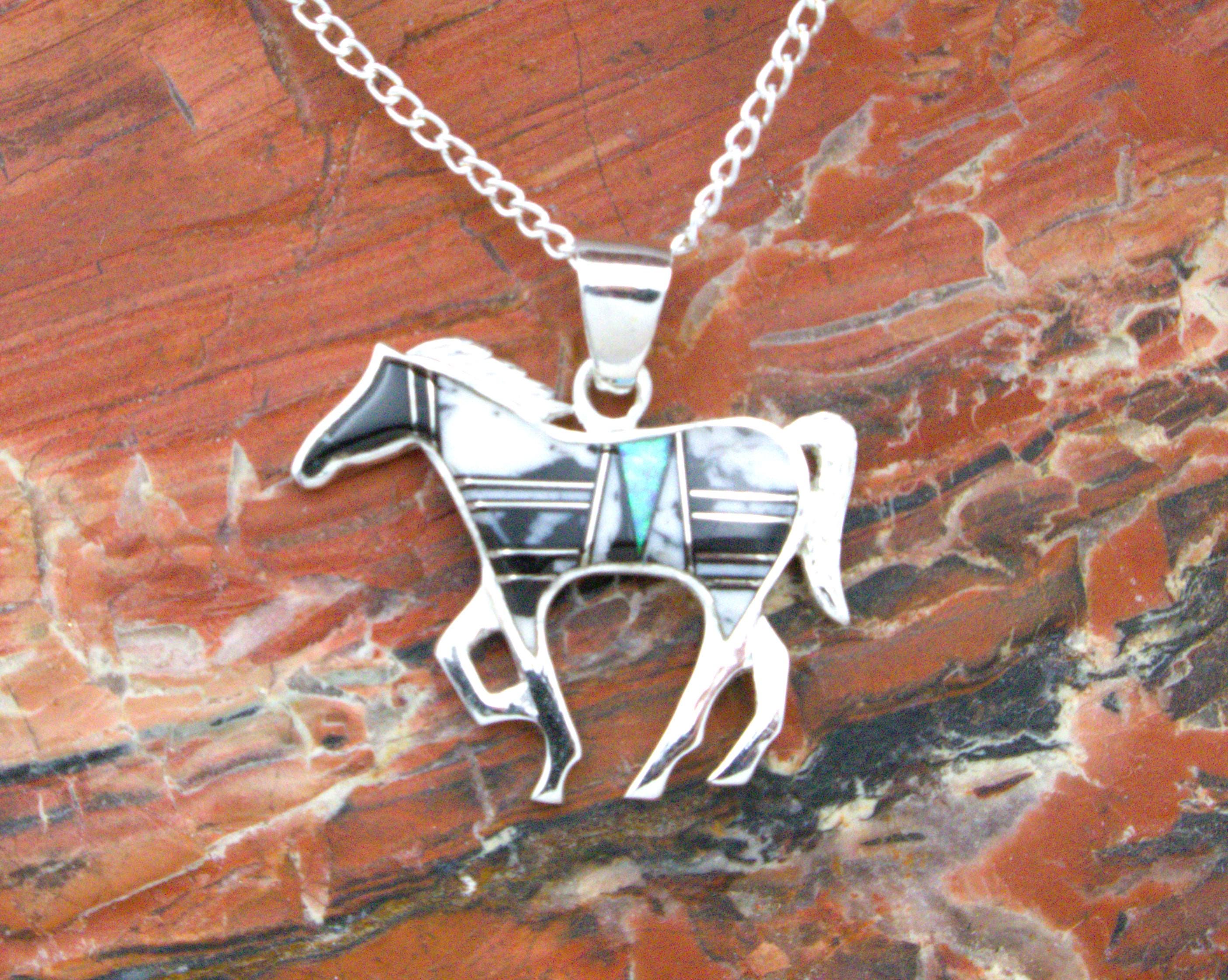 Sterling Silver Native Horse Pendant - Etsy