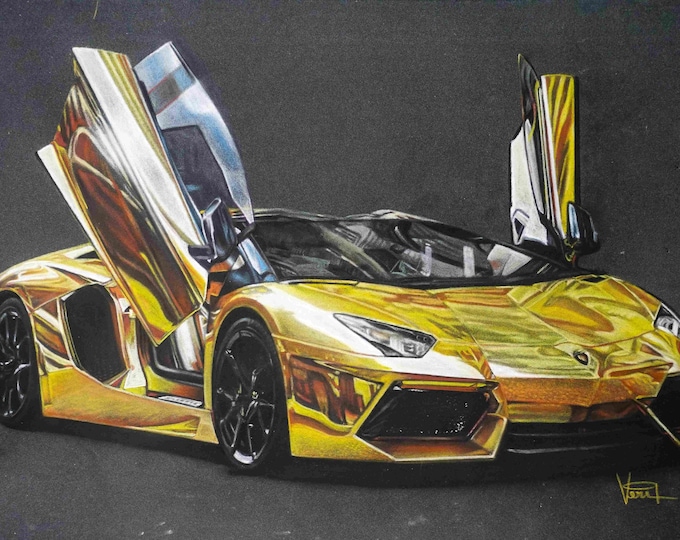 Golden Lamborghini, Giclée Print, Sure Color on Hahnemühle Cotton Paper
