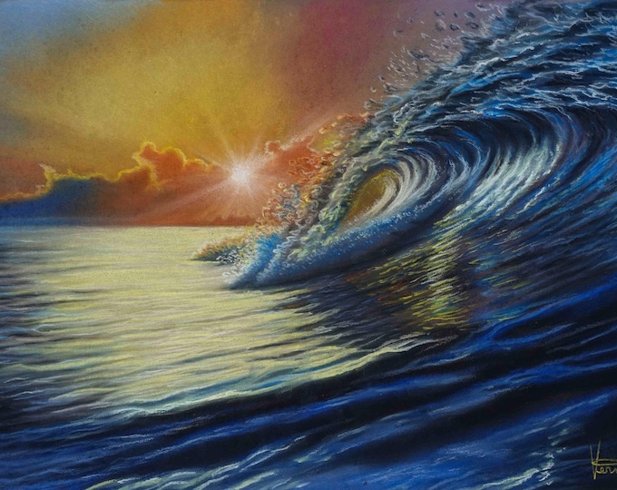 Waves in Sunrise, Giclée Print, Sure Color on Hahnemühle Cotton Paper