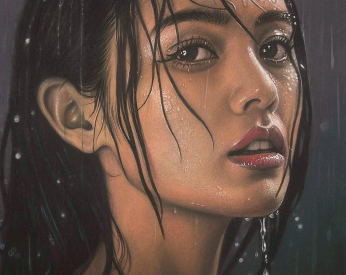 Pinay Girl Joy in the Rain, Giclée Print, Sure Color on Hahnemühle Cotton Paper