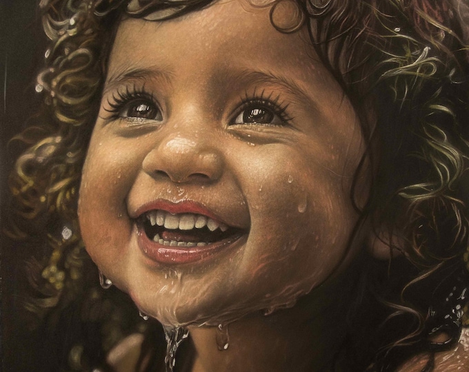 Baby Girl Joy in Rain, Giclée Print, Sure Color on Hahnemühle Cotton Paper