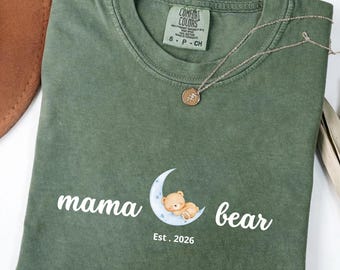 Camiseta personalizada para mamá Comfort Colors, camiseta personalizada para mamá 2026, camiseta para mamá osa, camiseta para futura mamá, camiseta para el Día de la Madre, camiseta para mamá primeriza