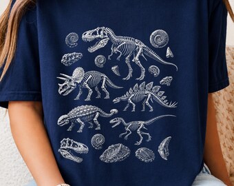 Retro Dinosaur Fossil Tee, T Rex Skeleton Jurassic Shirt, Paleontology Dino Style Shirt, Comfort Colors Dino Tee, Dinosaur Lover Gift Shirt
