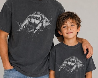 Comfort Colors Cute Spider Shirt, Jumping Spider Tee, Creepy Cute Shirt, Halloween Shirt, Gothic Animal Tee, Unisex Insect Lover Gift, Punk