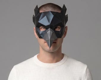 Raven Mask - low-poly DIY Papercraft Template