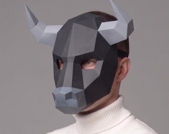 Bull Mask - low-poly DIY Papercraft-sjabloon
