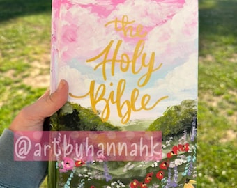 Benutzerdefinierte handbemalte Bibel | Floral christliches Andenken