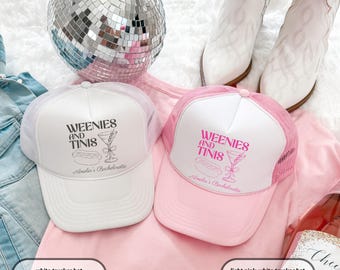 Weenies and Tinis Trucker Hat, Bachelorette Party Hat, Funny Girls Trip Cap, Martini Bach Hat, Hot Dog Bridal Party Hat