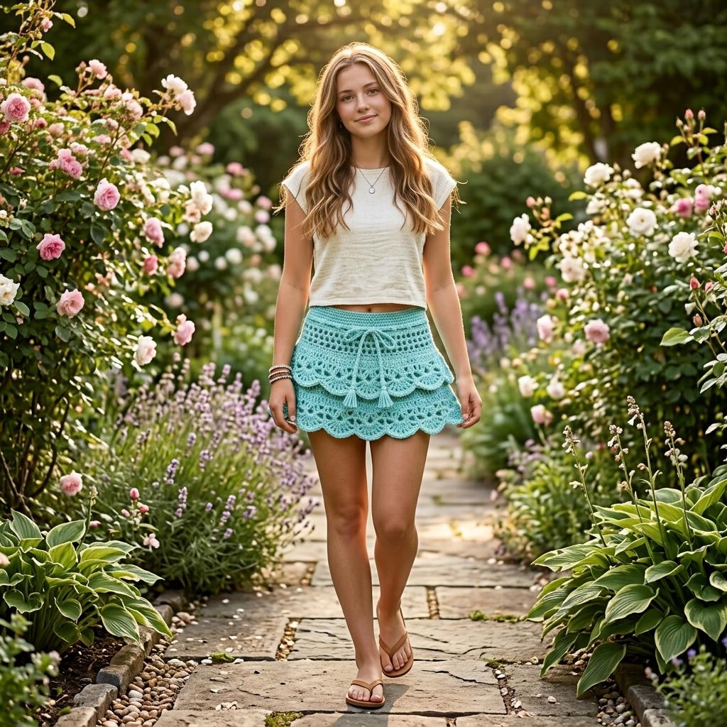 Layered Lace Crochet Skirt