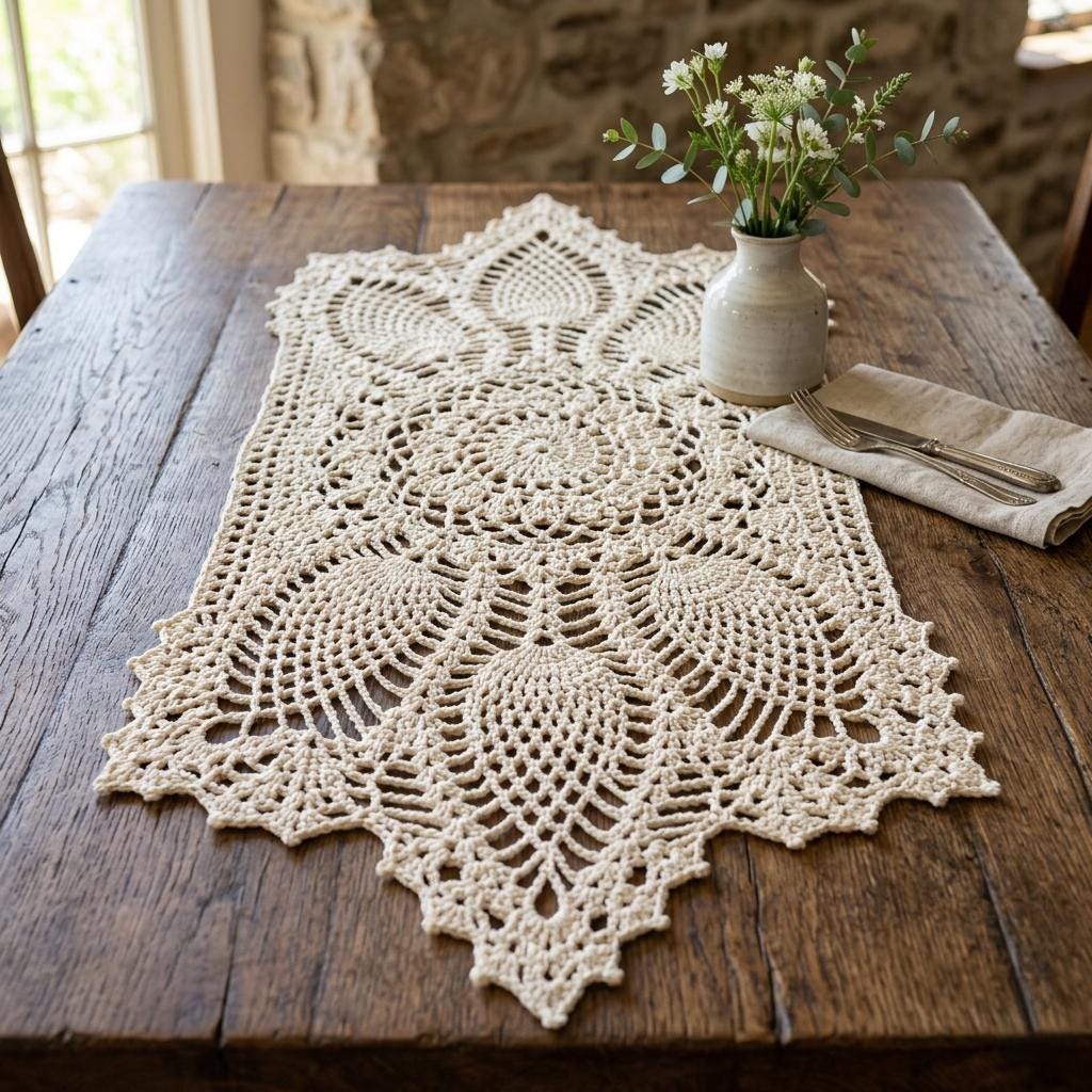 38 Table Runner Crochet Patterns to Refresh Your Home with Handmade Texture 19 Crochet Pineapple Table Runner