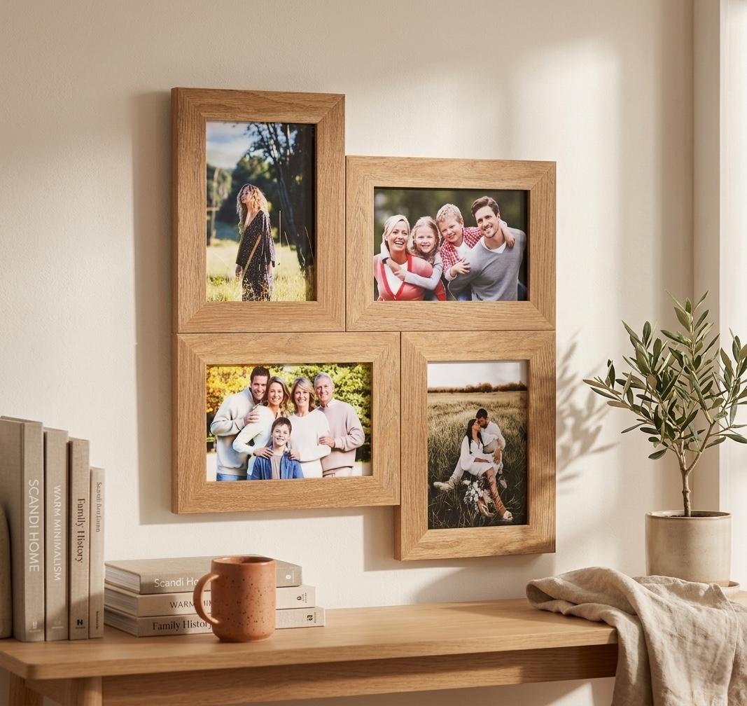 Cornice Portafoto Rotonda 10x10 Cm A Righe – Fatta A Mano Con Osso Di Bufalo – Belle Casa