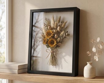 Marco de caja de sombra profunda de 3 cm de madera — Marco para flores secas, caja de exhibición de recuerdos, marco de fotos 3D | Decoración rústica bohemia para el hogar