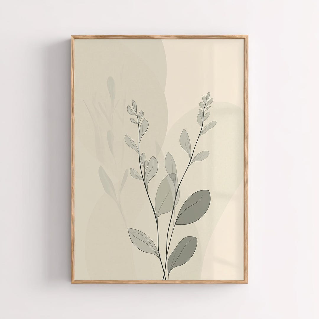 Botanical Line Art Print: Abstract Plant Wall Art Neutral Minimalist ...