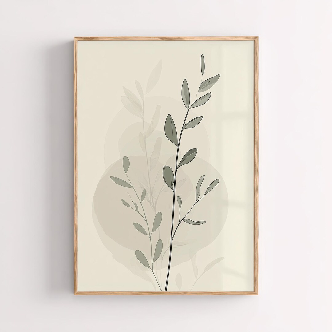 Botanical Line Art Print | Minimalist Plant Wall Decor (digital ...