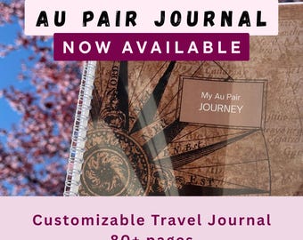 Diario di viaggio di un anno per Au Pair / Album dei ricordi per viaggiatori solitari / Modello stampabile in Canva