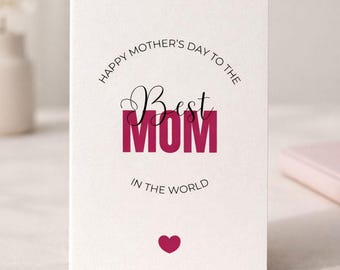 Printable Minimalist Mother's Day Card, Best Mom Ever Mom Card, Happy Mother's Day Greeting, Instant Download Printable Card