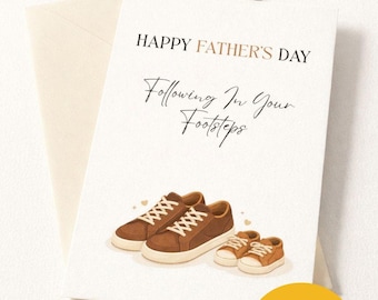 Printable Father’s Day Card 5x7, Following in Your Footsteps Card, Dad and Son Shoes Card, Cute Father’s Day Gift, Instant Download