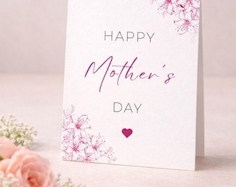 Printable Floral Mother's Day Card, Happy Mother's Day Mom Greeting Card, Instant Download Printable Mom Card, Mother's Day Printable Card