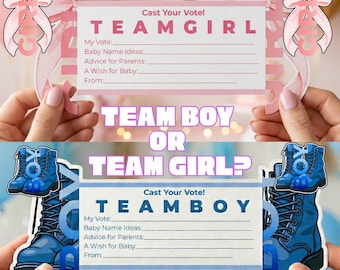 Gender Reveal Game Cards Printable, Team Boy Team Girl Baby Shower Game, Cast Your Vote Sign, Baby Prediction Cards, Instant Download