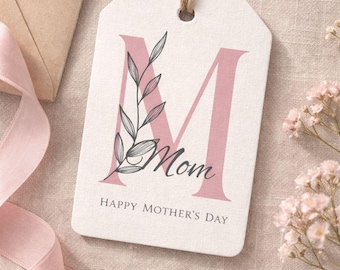 Printable Mother's Day Gift Tag, Mom Initial Gift Tag, Happy Mother's Day Tag, Mom Gift Wrap Tag, Printable Tag, Mother's Day Tag