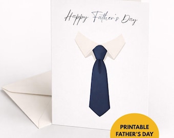Printable Father’s Day Card 5x7, Minimalist Dad Card, Shirt and Tie Card, Instant Download Fathers Day Gift, DIY Printable Greeting Card