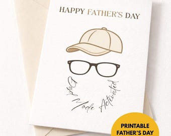 Printable Father’s Day Card 5x7, Dad Vibes Activated Card, Cool Dad Card, Funny Father’s Day Gift, Minimalist Dad Card, Instant Download