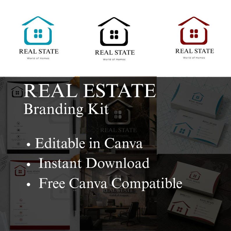 Editable Real Estate Branding Kit, Luxury Realtor Logo, Business Card ...