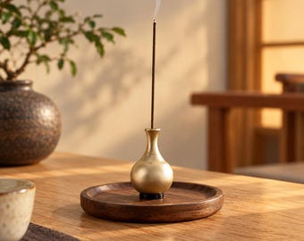 Porta incienso dorado, mini jarrón para incienso, decoración zen japonesa