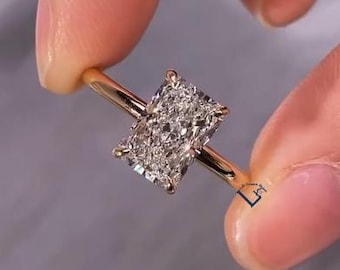 IGI Certified 2Ct Radiant Cut Solitaire Lab Grown Diamond Engagement Ring For Women 14K Solid Gold Radiant Diamond Wedding Ring Radiant Ring